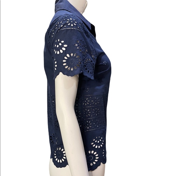 ModCloth Navy Eyelet Success top - Picture 8 of 10